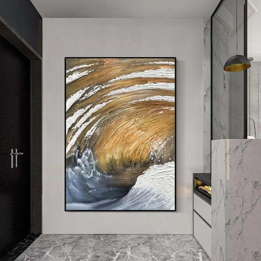 Sea Spin Hand Drawn Porch Oil Painting Living Room Sofa Wall Decoration Picture Vertical Mural Corridor Bedroom Hanging Poster Peaceful Pleasures Health and Wellness