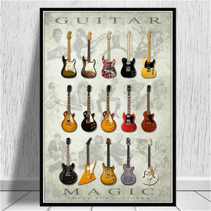 Guitar Wall Pictures Canvas Poster And Prints Modern Musical Instruments Painting For Living Room Bar Home Decor Aesthetic Peaceful Pleasures Health and Wellness J 40X60cm No frame