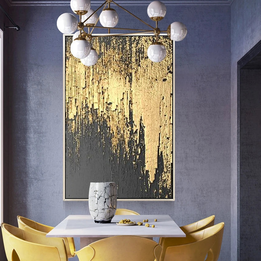 Nordic design abstract golden walll pictures for Christmas home decoration Hand painted oil painting on canvas for living room Peaceful Pleasures Health and Wellness