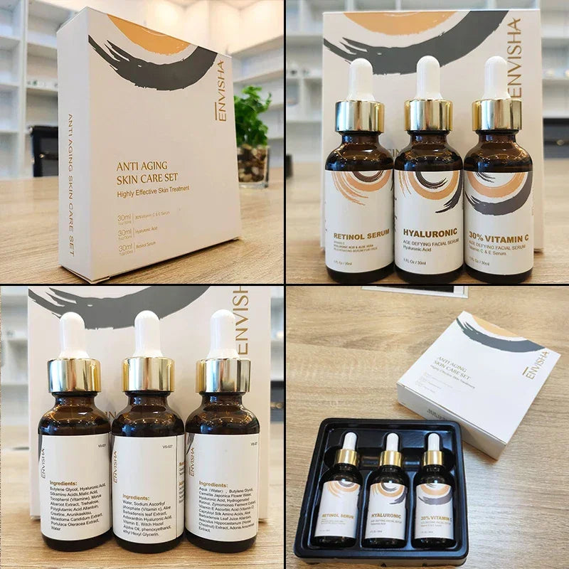 ENVISHA Face Serum Set – Vitamin C, Retinol & Hyaluronic Acid Face Serum Peaceful Pleasures Health and Wellness