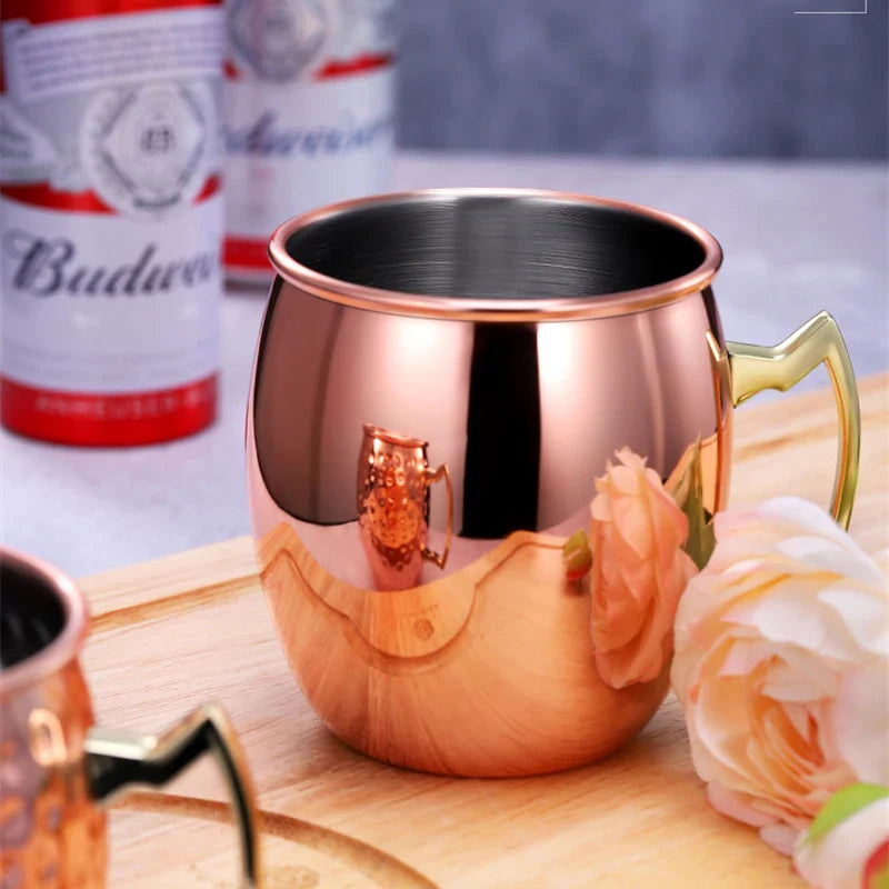550ml Hammered Copper Moscow Mule Mug – Stainless Steel Bar Cup