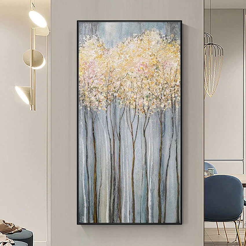 Custom Handmade Canvas Oil Painting Fortune Tree Modern Small Luxury Home Decorative Art Mural Bedroom Living Room Hotel Office Peaceful Pleasures Health and Wellness