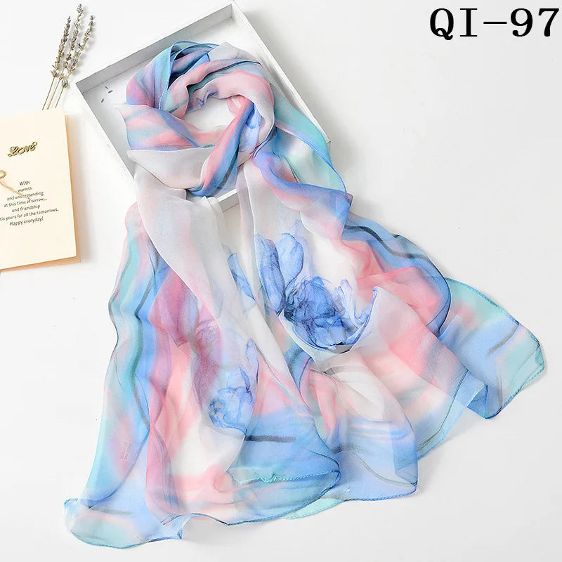 Multiple Lotus Leaf Flower Chiffon Georgette Bandana Scarf Women