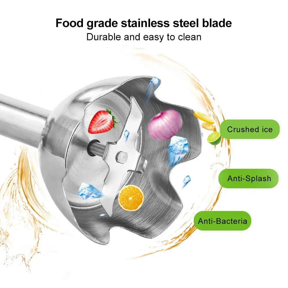 BioloMix 4 in 1 High Power 1200W Immersion Hand Stick Blender Mixer Includes Chopper and Smoothie Cup Stainless Steel Ice Blades Peaceful Pleasures Health and Wellness