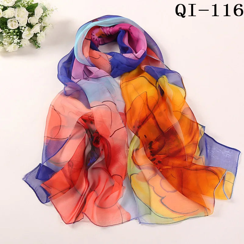 Multiple Lotus Leaf Flower Chiffon Georgette Bandana Scarf Women