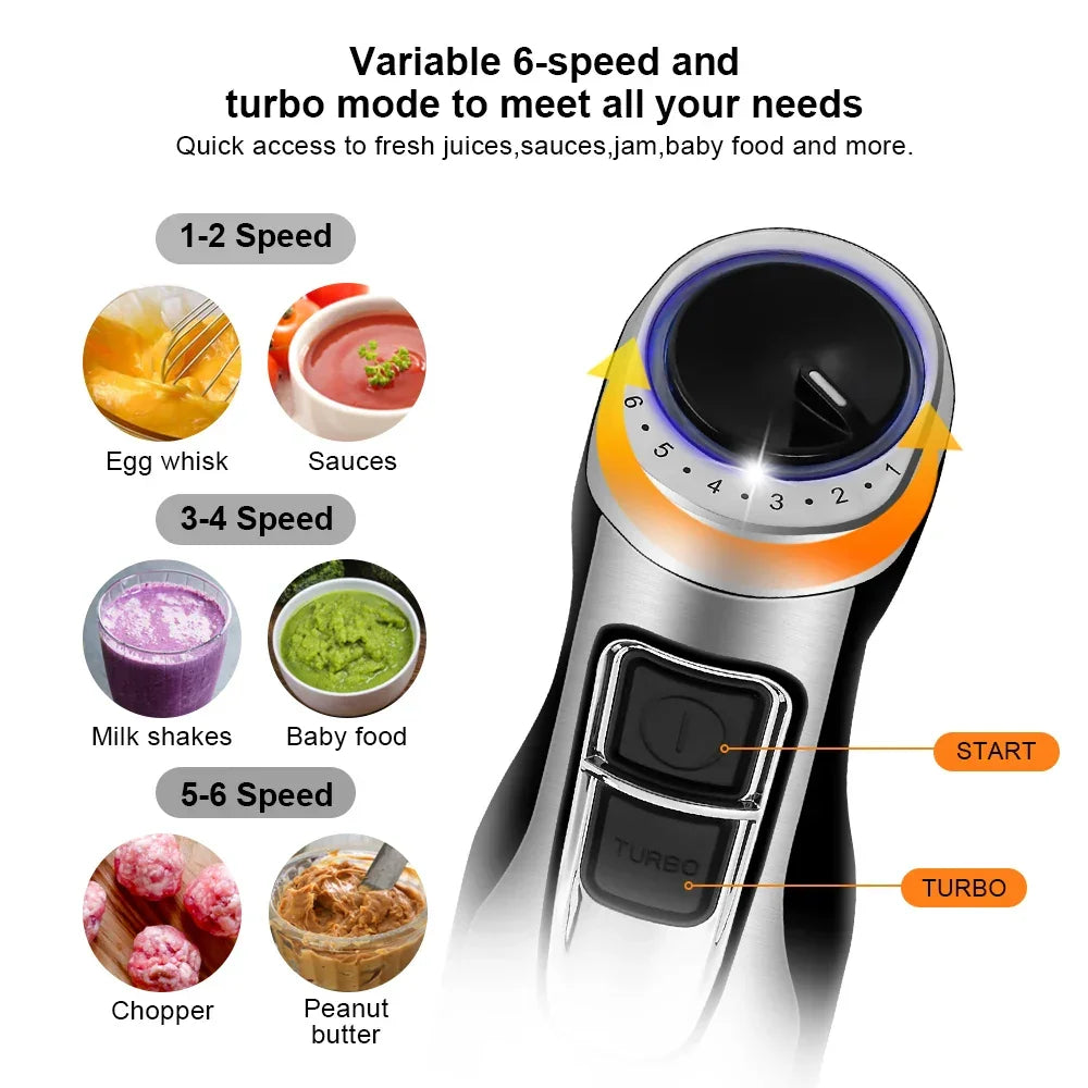 BioloMix 4 in 1 High Power 1200W Immersion Hand Stick Blender Mixer Includes Chopper and Smoothie Cup Stainless Steel Ice Blades Peaceful Pleasures Health and Wellness