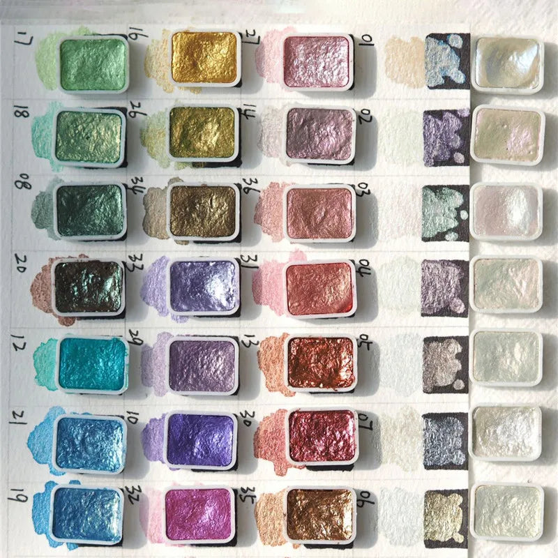 Watercolor Nail Gel Pigment Set | Pearl Shimmer Glitter 6pcs