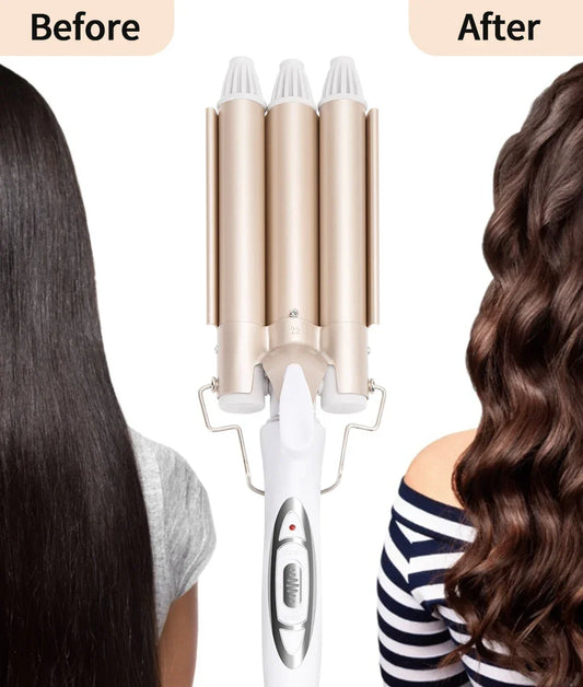 Ceramic Triple Barrel Hair Waver | Ionic Curling Iron Styler Peaceful Pleasures Health and Wellness