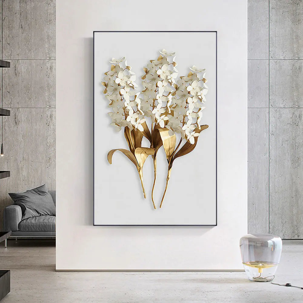 3D White Flower Picture Wall Art Canvas Painting Scandinavian Posters Prints Painting Pictures Livingroom Home Wall Decoration Peaceful Pleasures Health and Wellness