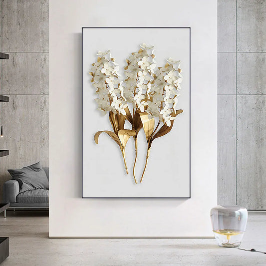 3D White Flower Picture Wall Art Canvas Painting Scandinavian Posters Prints Painting Pictures Livingroom Home Wall Decoration Peaceful Pleasures Health and Wellness