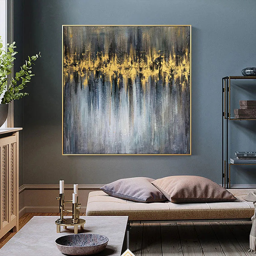 Canvas Oil Painting Frameless Acrylic Pigment 100% Handmade Yellow Modern Abstract Wall Decoration Art For Home Hotel Restaurant Peaceful Pleasures Health and Wellness