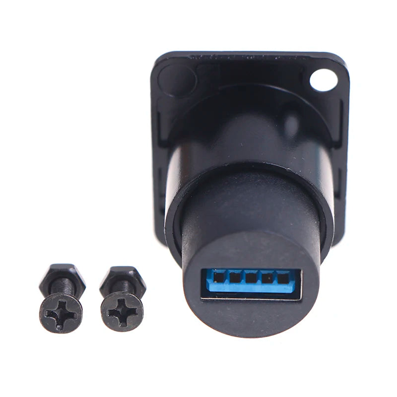 D-Type USB 3.0 Panel Mount Double Pass Metal Connector