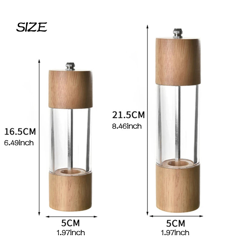 6/8in Salt and Pepper Grinder Mill Oak Wood Manual Seasoning Spice Mill Adjustable Ceramic Grinding Core Kitchen Grinding Tools Peaceful Pleasures Health and Wellness