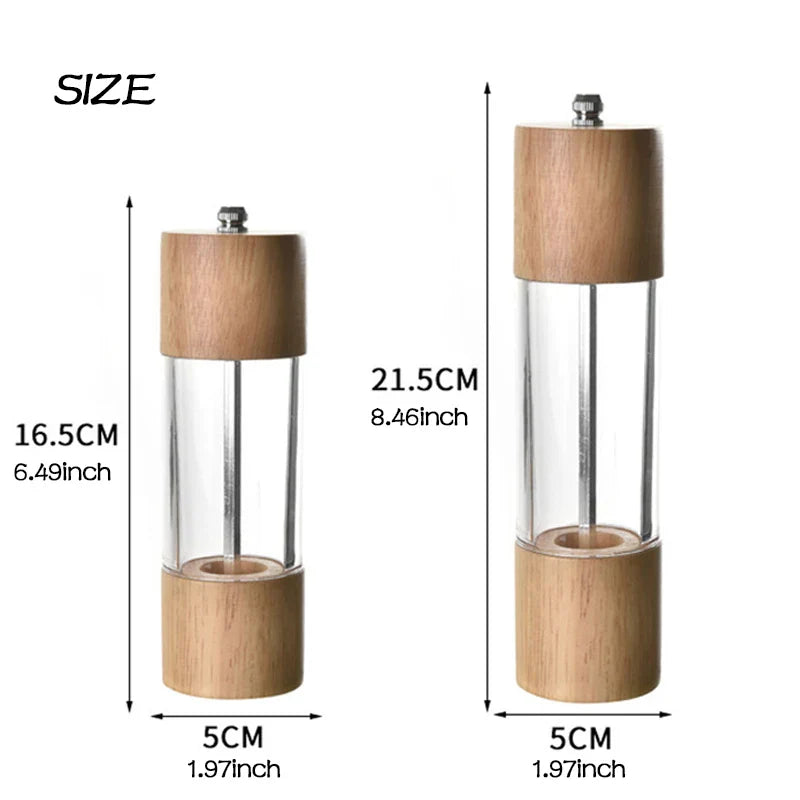 Oak Wood Salt & Pepper Grinder Set – Ceramic Mill | CHANSUNRUN