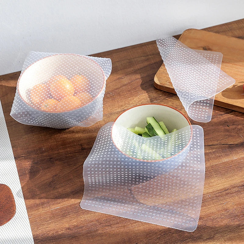 Reusable Silicone Stretch Lids 4-Piece Food Storage Cover Set