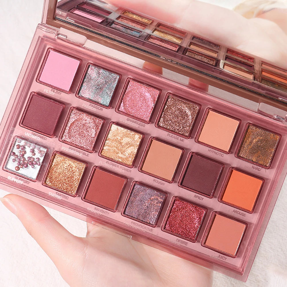 18-Color Shimmer & Matte Eyeshadow Palette – Waterproof Pigments