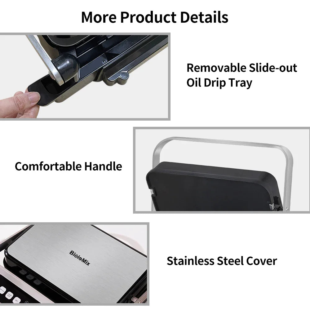 BioloMix 2000W Electric Contact Grill & Panini Press | BCG02D Peaceful Pleasures Health and Wellness