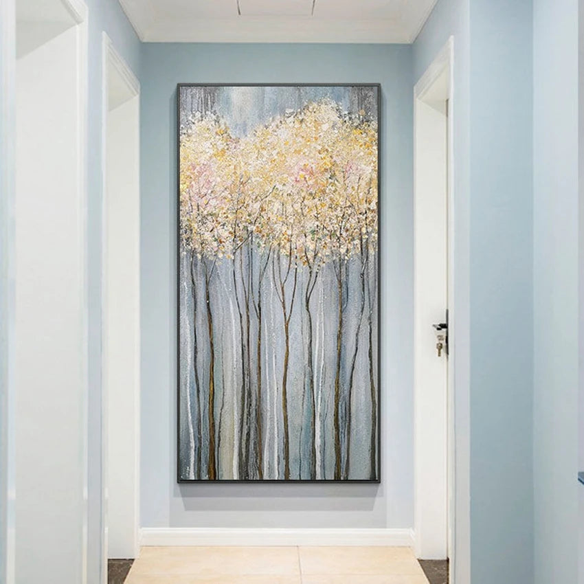Custom Handmade Canvas Oil Painting Fortune Tree Modern Small Luxury Home Decorative Art Mural Bedroom Living Room Hotel Office Peaceful Pleasures Health and Wellness