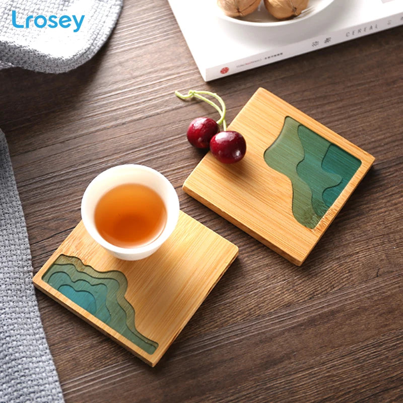 Bamboo Art Coaster | Non-Slip Heat-Resistant Cup Mat Round