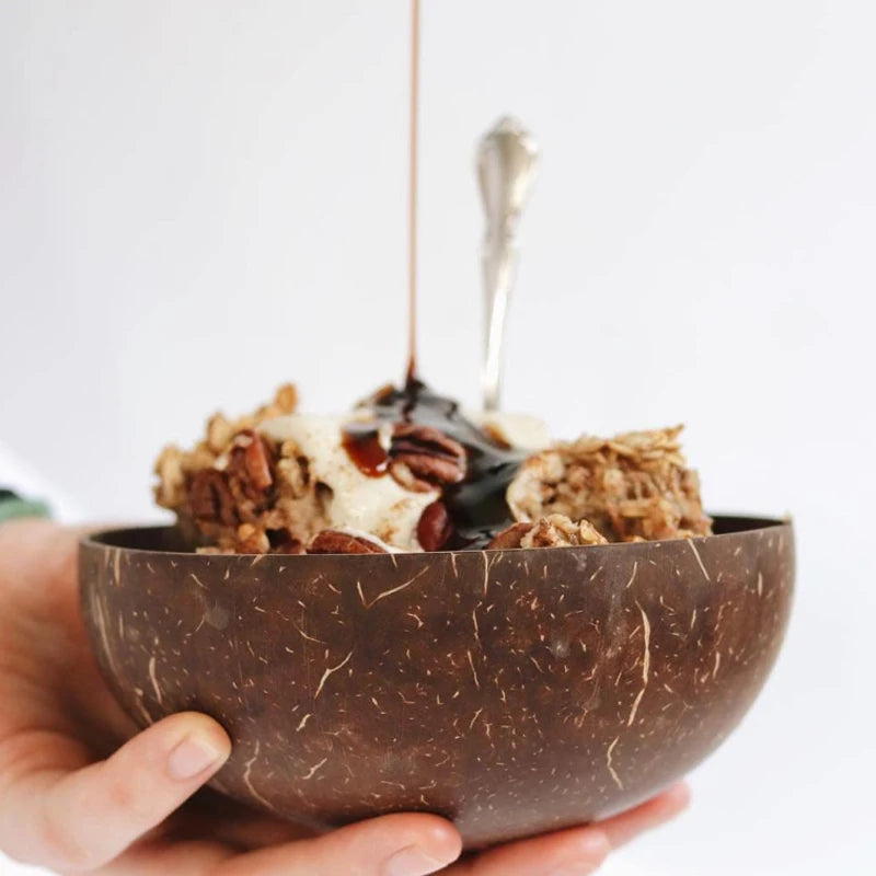Natural Coconut Shell Bowl – Handcrafted Eco-Friendly Serving Bowl for Fruit, Salad, Rice & Ice Cream