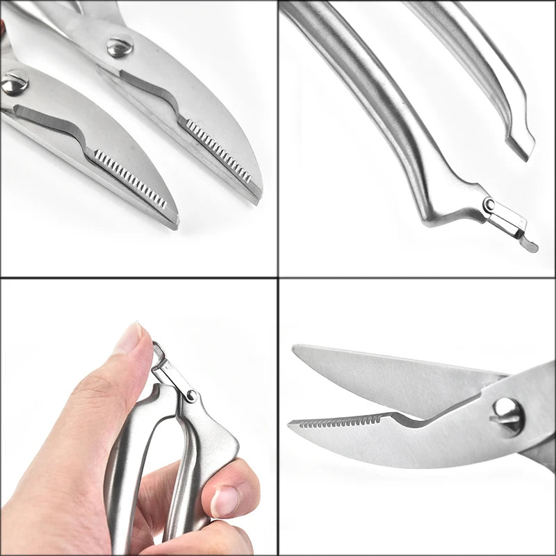 Stainless Steel Poultry Kitchen Shears with Safety Lock – Heavy-Duty Scissors for Chicken, Duck, Fish & Meat