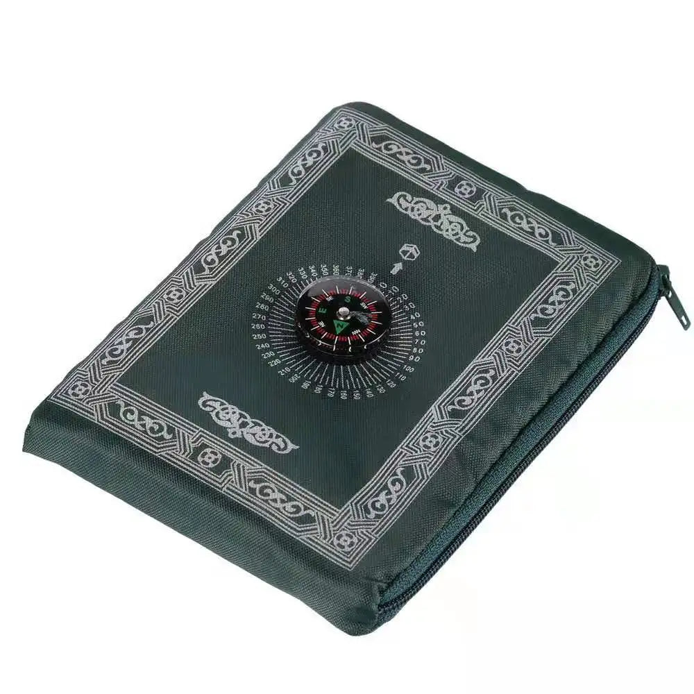 Portable Muslim Travel Prayer Mat with Compass & Booklet