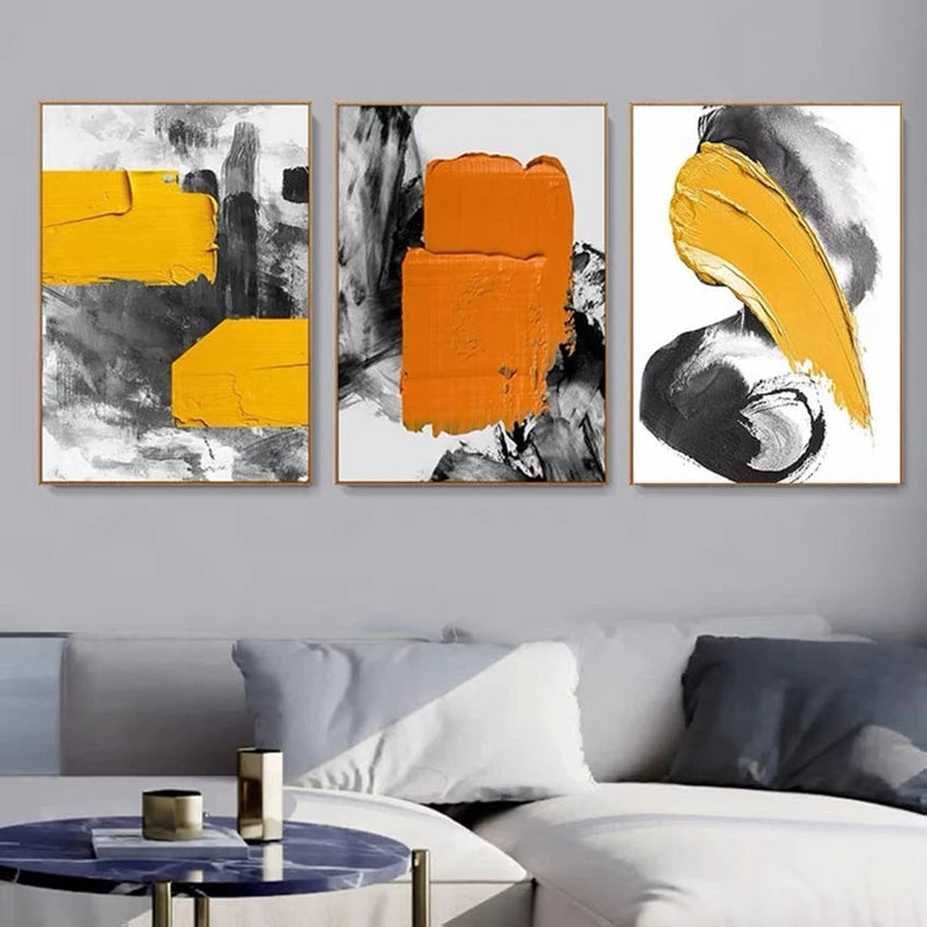 NEW Interior Decor 3 Panel Wall Art Picture For Home Hand Painted Acrylic Oil Canvas Poster Living Room Sofa Pop Hanging Drawing Peaceful Pleasures Health and Wellness No frame 5 100cmx150cmx3