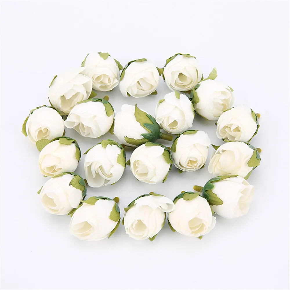 Silk Rose Tea Bud Artificial Flowers 10/20pcs – Wedding DIY Decor