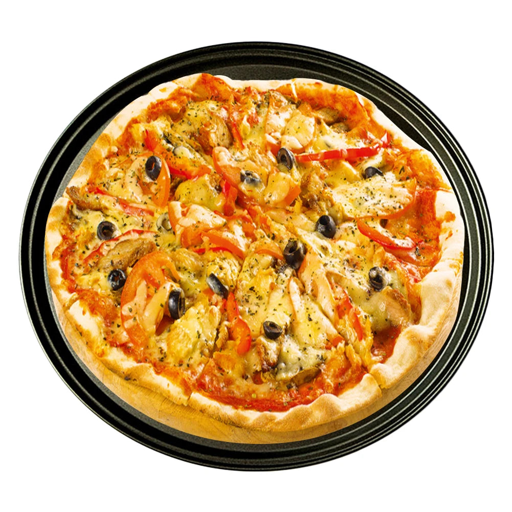 26/28/32CM Carbon Steel Non-stick Pizza Baking Pan Mesh Tray Plate Round Deep Dish Pizza Pan Tray Mould Bakeware Baking Tool Peaceful Pleasures Health and Wellness