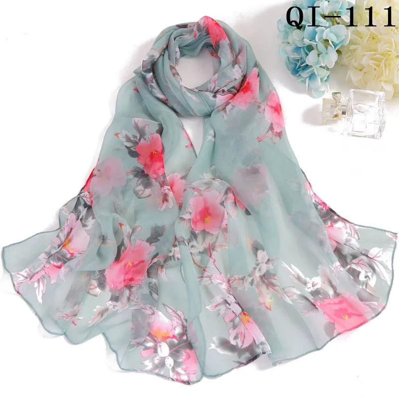 Multiple Lotus Leaf Flower Chiffon Georgette Bandana Scarf Women