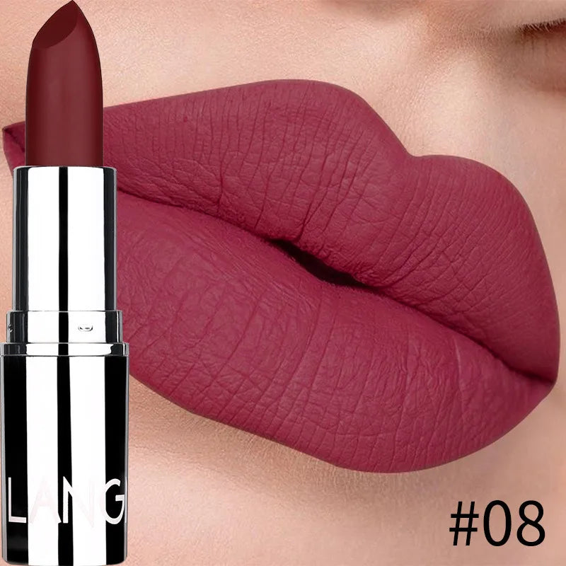 Langmanni Matte Velvet Lipstick – 8 Colors, Waterproof Long-Lasting
