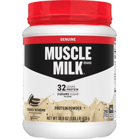 2 Pack! TWO Muscle Milk Genuine Cookies N Creme Protein Powder Drink Mix, 32g Protein, 1.93 Pound