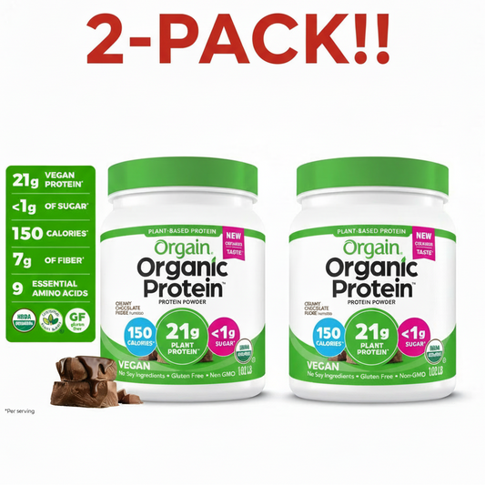 Orgain Organic Protein containers with a 'Exclusive Offer!' text on a white background