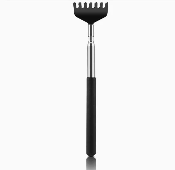 Telescopic Back Scratcher Scratching Backscratcher Massager Metal Stainless Steel Tool with Carrying Bag Peaceful Pleasures Health and Wellness GRAY