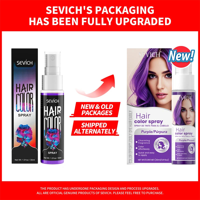 Sevich Hair Color Spray – Temporary Hair & Beard Dye, Long-Lasting, 5 Colors 30ml Peaceful Pleasures Health and Wellness Purple