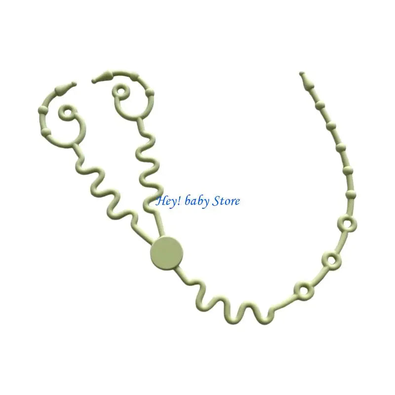 2-in-1 Silicone Pacifier Chain Strap & Teether Link Anti-Lost Pacifier Clip Strap Peaceful Pleasures Health and Wellness Green China Mainland