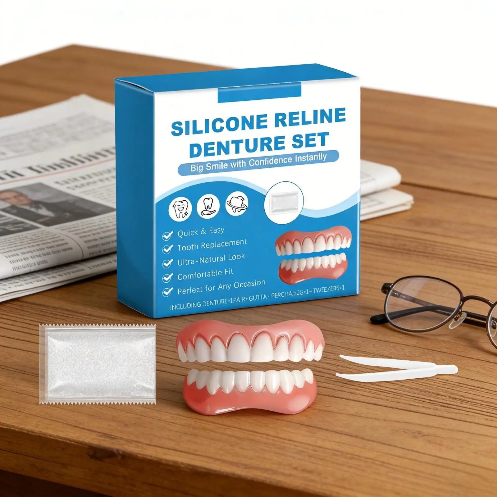 Silicone Reline Denture Set for Natural False Teeth Peaceful Pleasures Health and Wellness