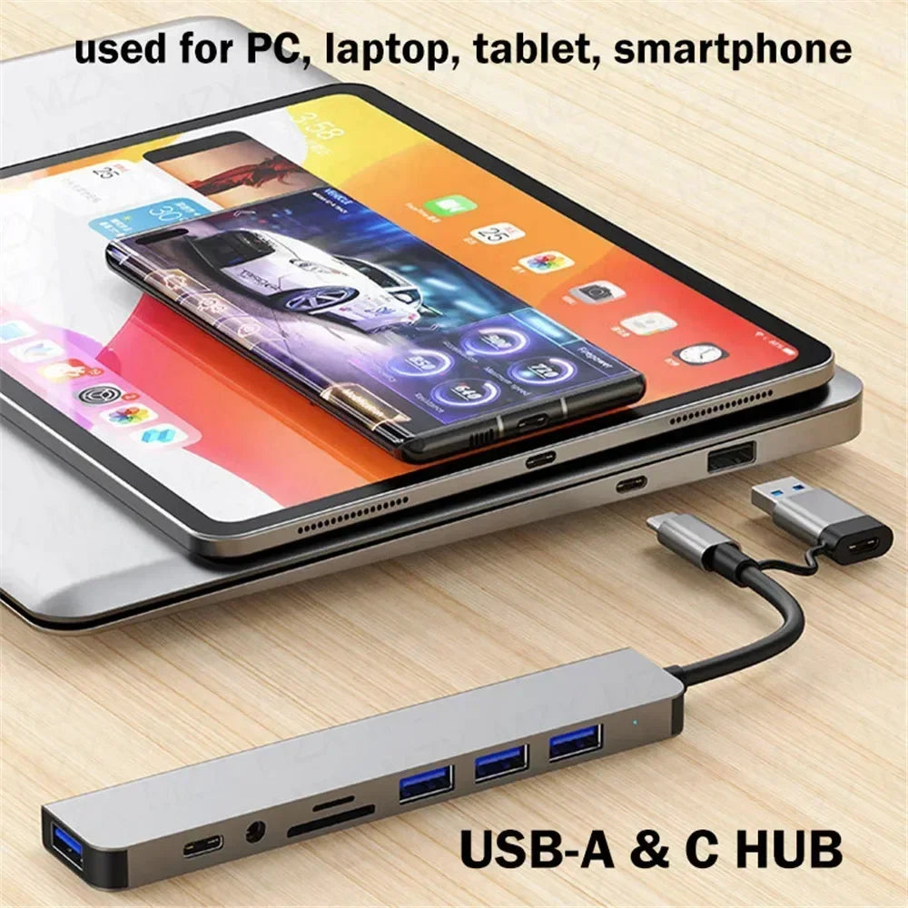 8 In 1 Port USB C Expander USB 3 Hub Type-C Splitter Type C Dock Multiport Adapter USB Expander For Xiaomi Phone Tablet Peaceful Pleasures Health and Wellness