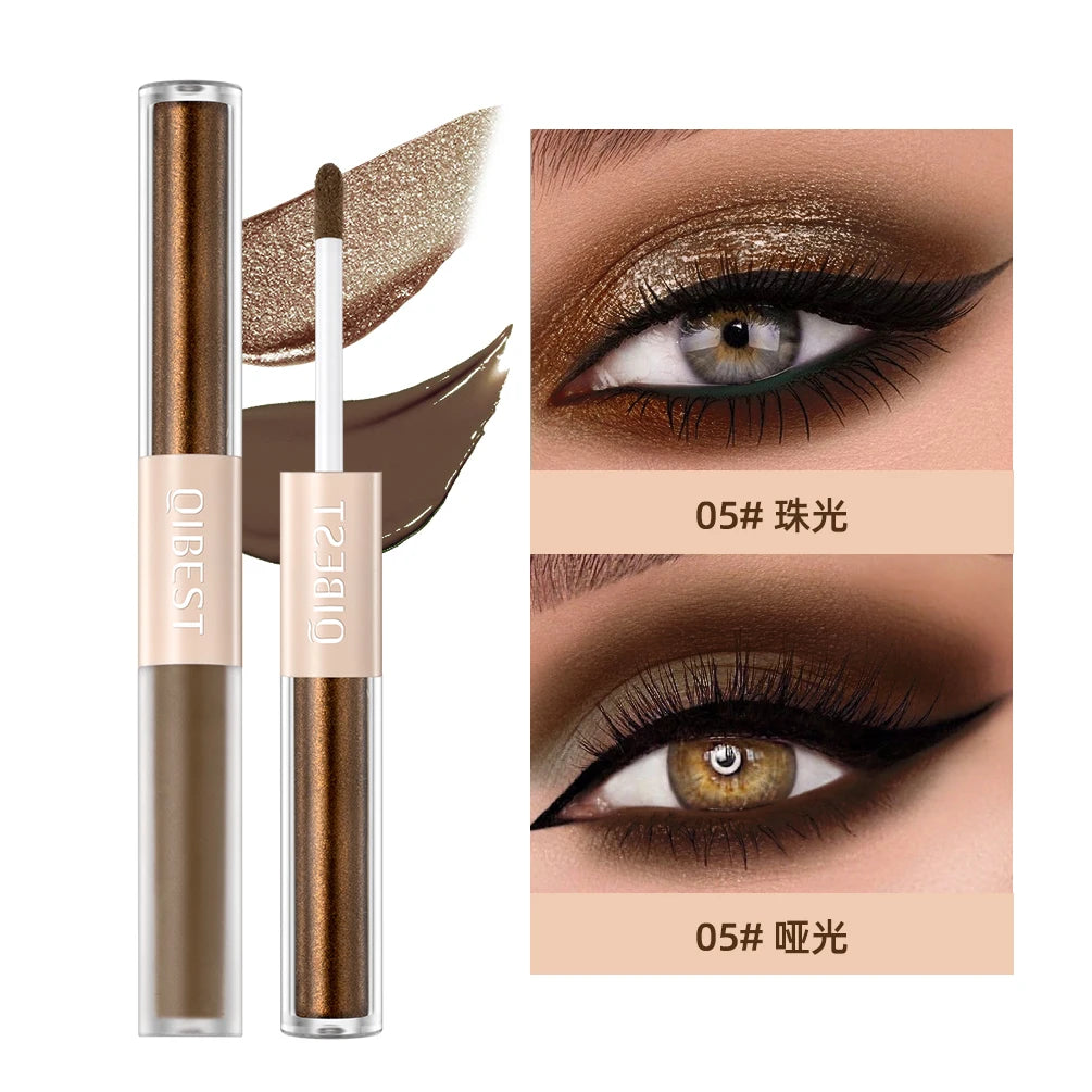 QIBEST Double-ended Flash Liquid Eyeshadow Contour Blush Pigment Silk Flash Matte Natural Blush Makeup Cream Peaceful Pleasures Health and Wellness 5