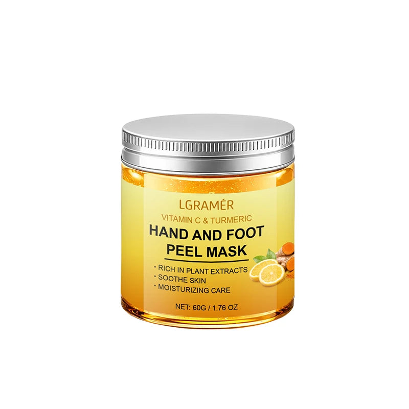 Vitamin c and turmeric hand wax mask for hands and feet, smoothing skin, gently cleansing hand mask, illuminating hand skin new Peaceful Pleasures Health and Wellness 60g