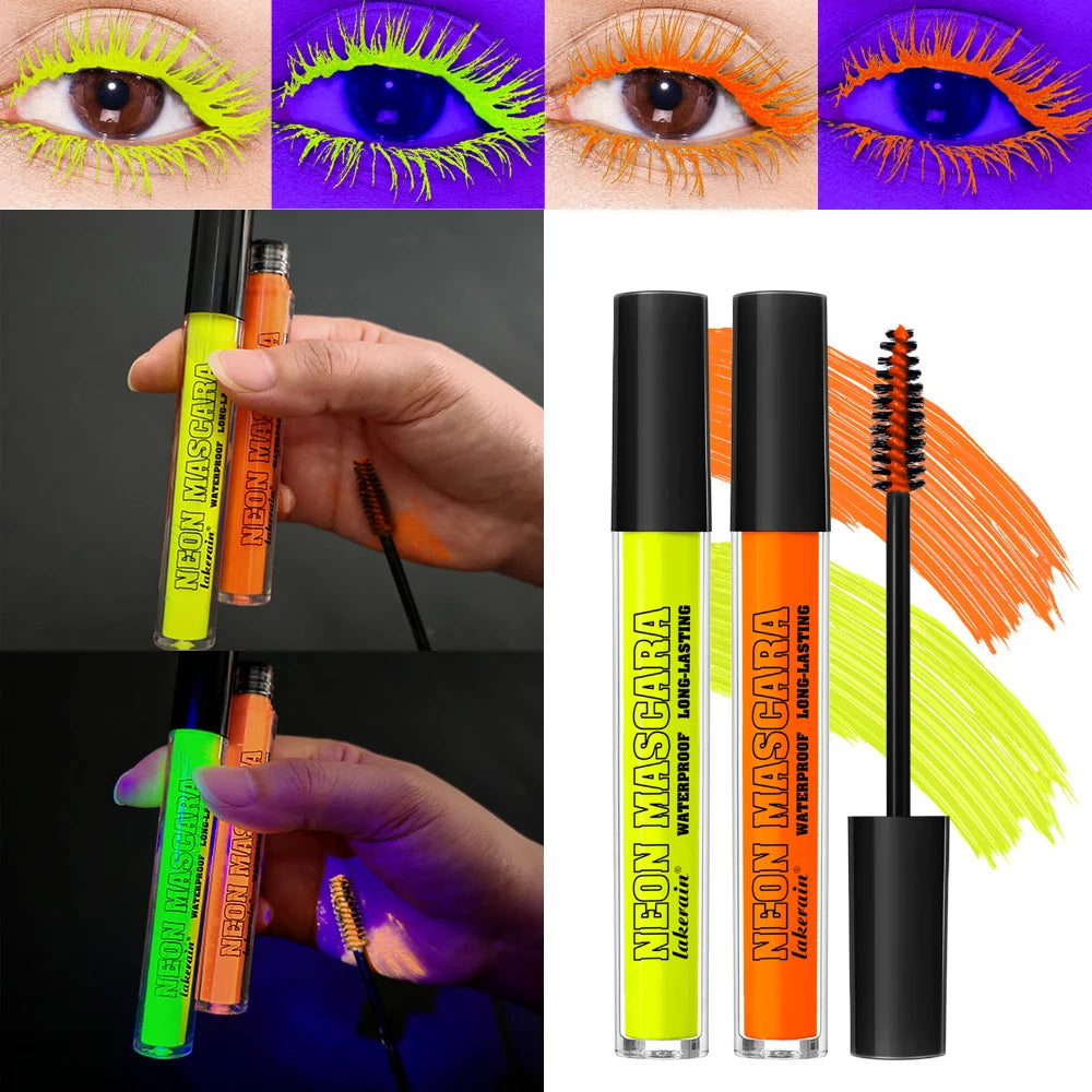 Fluorescence Mascara Waterproof Eyelash Long Lasting Fast Dry Colorful Neon Eyelashes Curling Lengthens Eye Lashes Cosmetics Peaceful Pleasures Health and Wellness