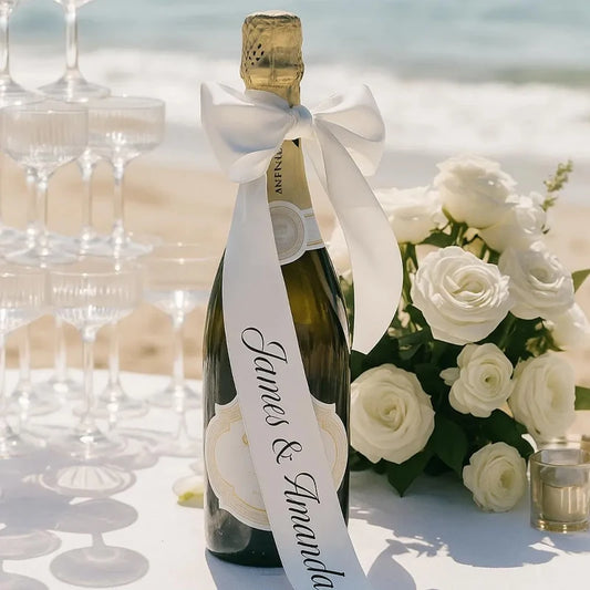 5pcs Personalized Wedding Ribbon Champagne Glass & Chair Decor Wedding Ribbon Decor Peaceful Pleasures Health and Wellness