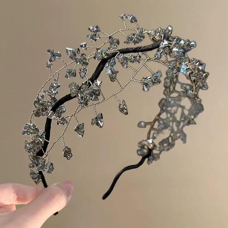 Korean Sweet Crystal Hair Bracelet Fresh Retro Weaving Beads Unique Hair Accessories Peaceful Pleasures Health and Wellness A