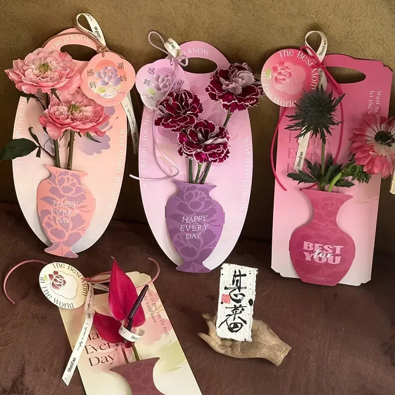 Foldable Flower Bouquet Box Handheld Gift Box Set of 10