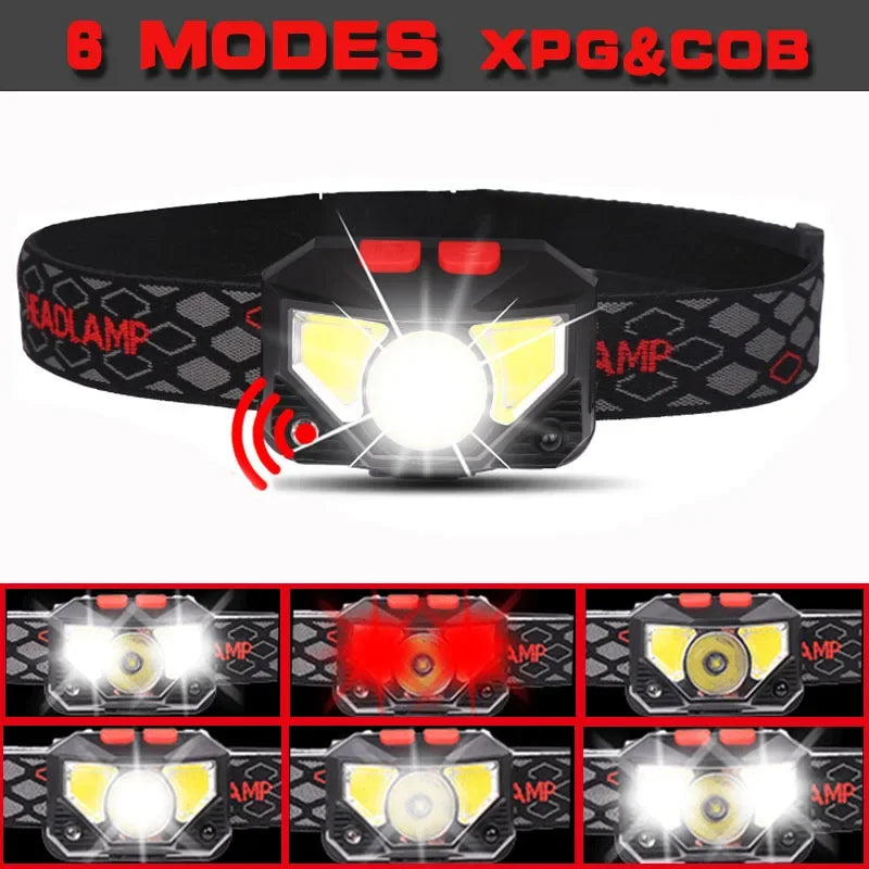 ESMARTER XPE+COB LED Headlamp 500LM 6 Modes Motion Sensor