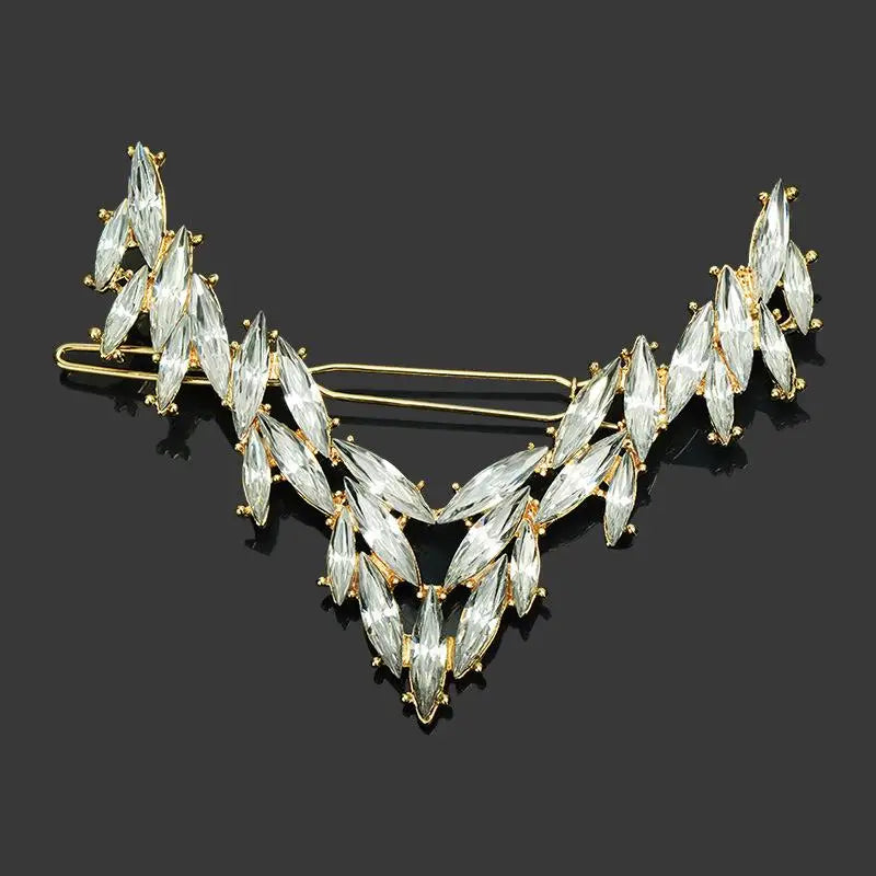 Korean V-Shape Crystal Hair Clip – Luxury Rhinestone Hairpin
