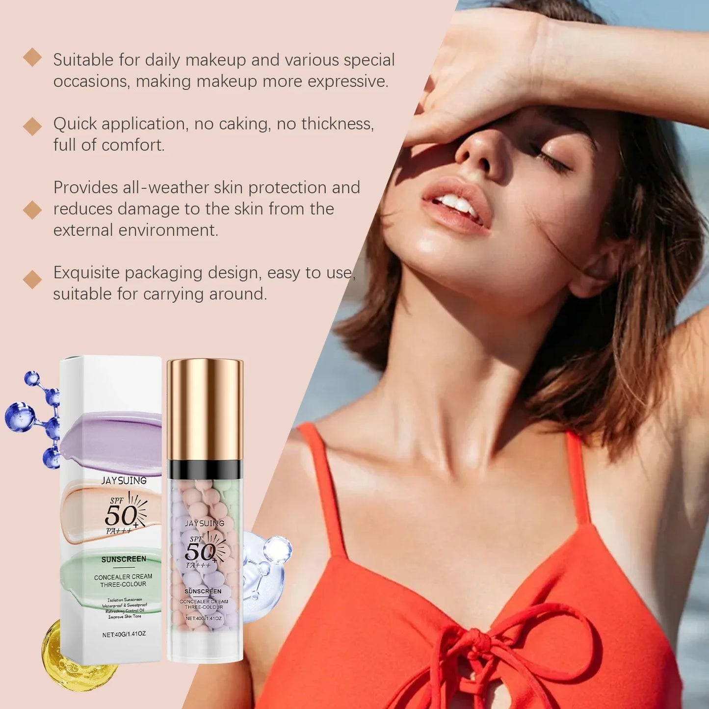 Tri-Color Correcting Sunscreen Primer – Waterproof Makeup Base