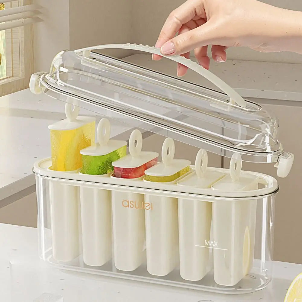 6-Cavity Popsicle Mold with Lid – Easy Release Ice Pop Maker
