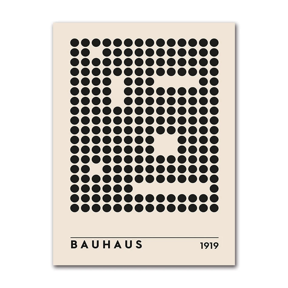Abstract Bauhaus Style Geometric Wall Art Posters Prints Picture Vintage Black Beige Line Canvas Paintings For Modern Home Decor Peaceful Pleasures Health and Wellness 60536-04 50x70cm Unframed
