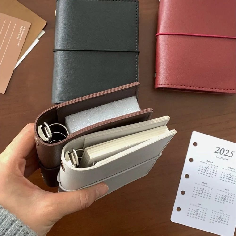 Simple M5 Loose Leaf Notebook PU Leather 50 Sheets Mini Pocket Notebook Planner Schedule DIY Binder Notebook School Peaceful Pleasures Health and Wellness